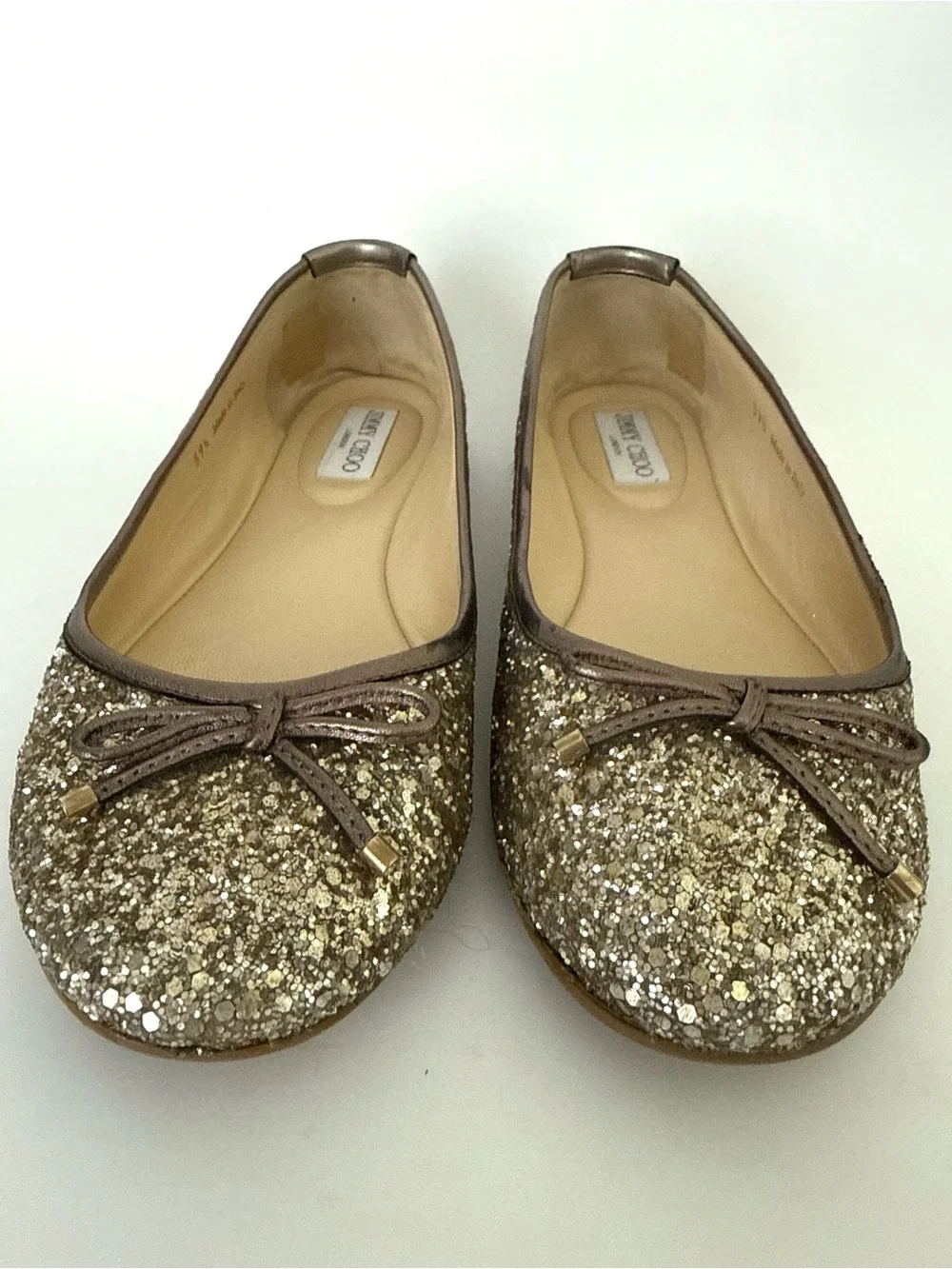 Jimmy Choo Women's Glitter Ballet Flats in Gold